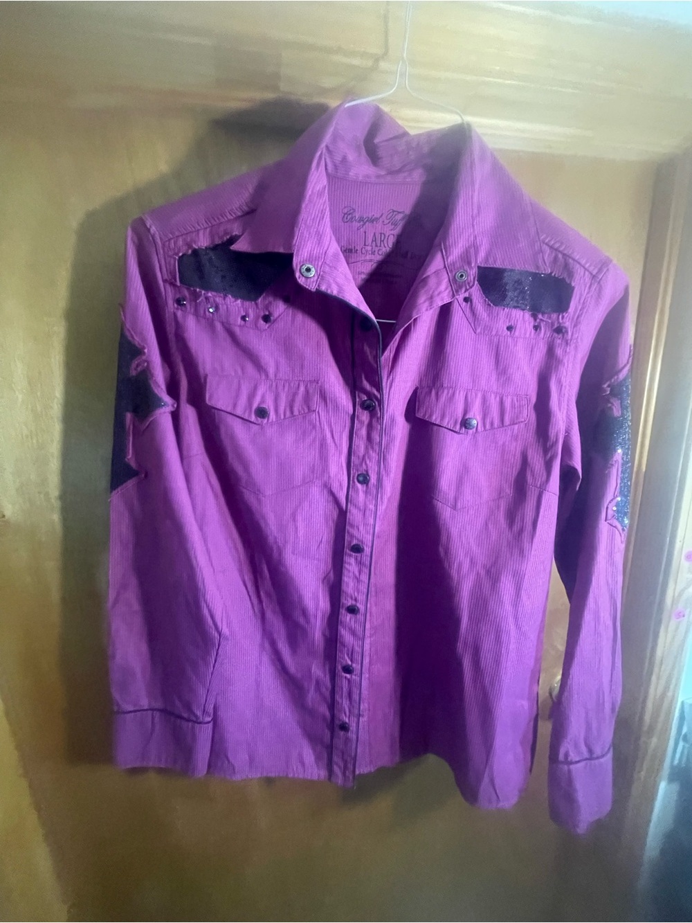 Cowgirl Tuff Purple Studded Western Button-Up Shirt